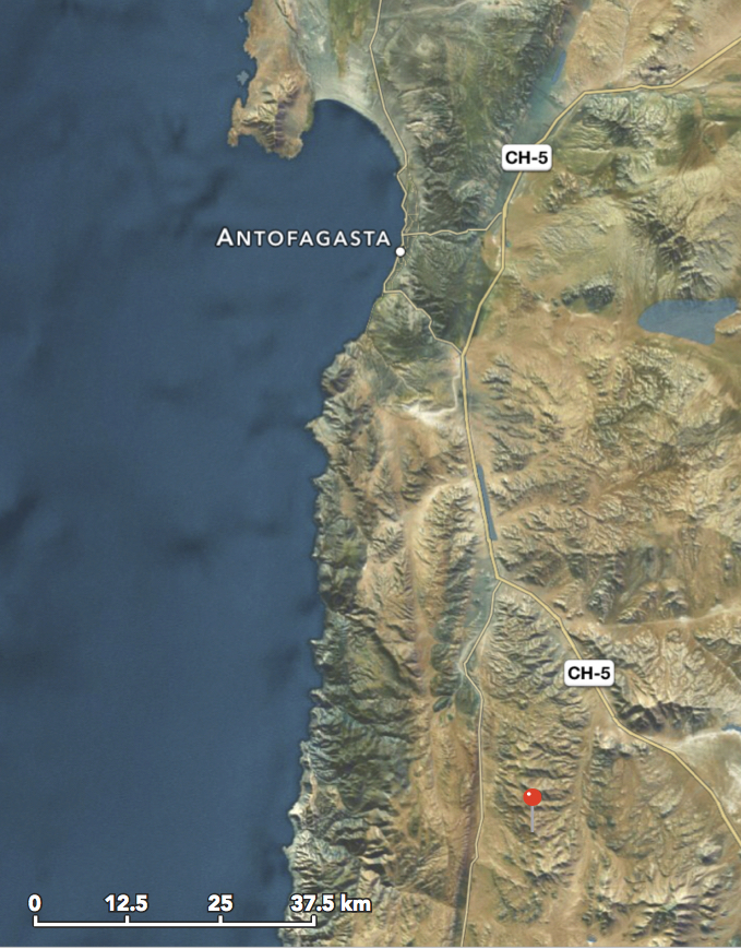 Mapa de Antofagasta con la ubicación de Ventarrones